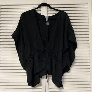 ASOS Open Front Tie Black Blouse
